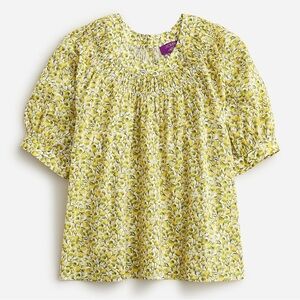 J. Crew high-neck puff-sleeve top in Liberty® Eliza's Yellow fabric, size small